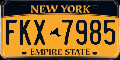 NY license plate FKX7985