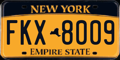 NY license plate FKX8009