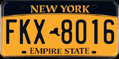 NY license plate FKX8016