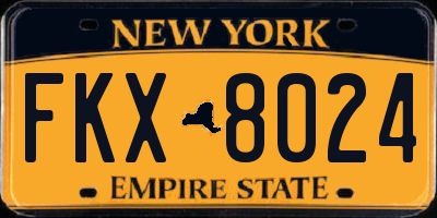 NY license plate FKX8024