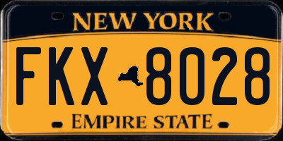 NY license plate FKX8028