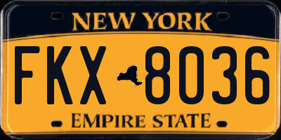 NY license plate FKX8036