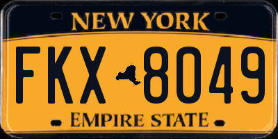 NY license plate FKX8049