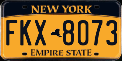 NY license plate FKX8073