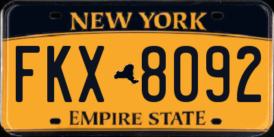 NY license plate FKX8092