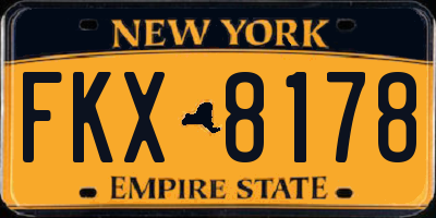 NY license plate FKX8178