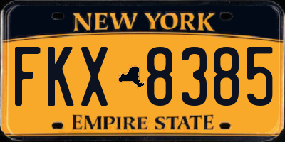NY license plate FKX8385