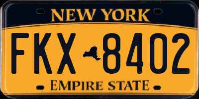 NY license plate FKX8402