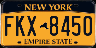 NY license plate FKX8450