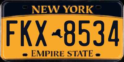 NY license plate FKX8534
