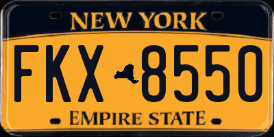 NY license plate FKX8550
