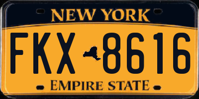NY license plate FKX8616