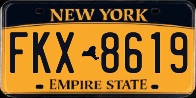 NY license plate FKX8619