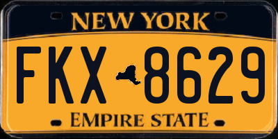 NY license plate FKX8629