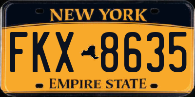 NY license plate FKX8635