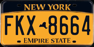 NY license plate FKX8664