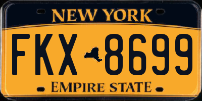 NY license plate FKX8699