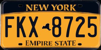 NY license plate FKX8725