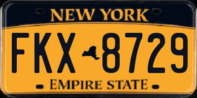 NY license plate FKX8729