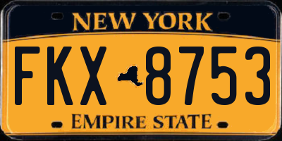NY license plate FKX8753