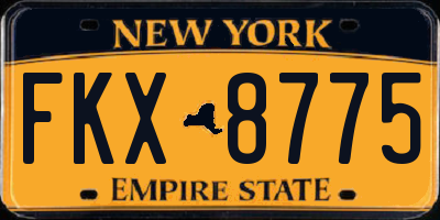 NY license plate FKX8775