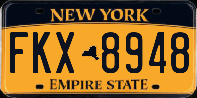 NY license plate FKX8948