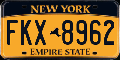 NY license plate FKX8962