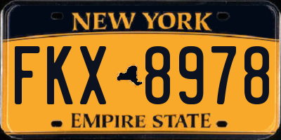 NY license plate FKX8978