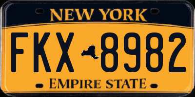 NY license plate FKX8982