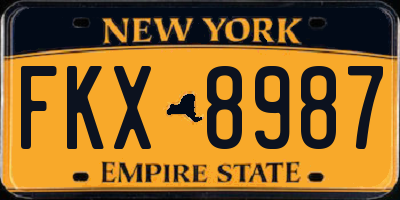 NY license plate FKX8987