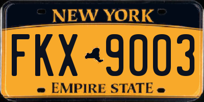 NY license plate FKX9003