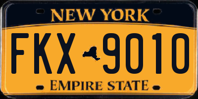 NY license plate FKX9010
