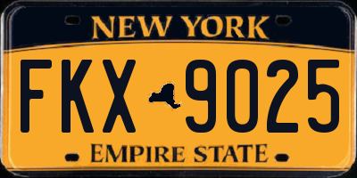 NY license plate FKX9025
