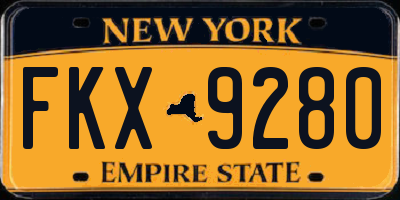NY license plate FKX9280