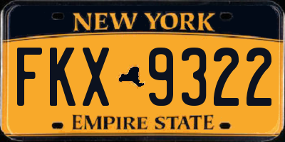 NY license plate FKX9322