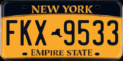 NY license plate FKX9533
