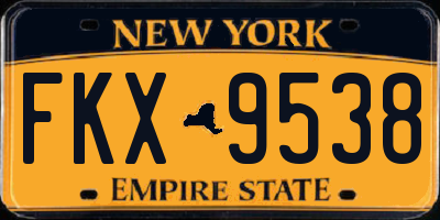 NY license plate FKX9538