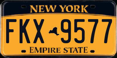 NY license plate FKX9577