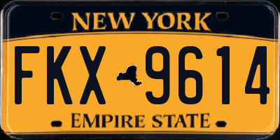 NY license plate FKX9614