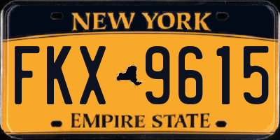 NY license plate FKX9615