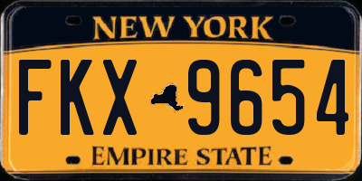 NY license plate FKX9654
