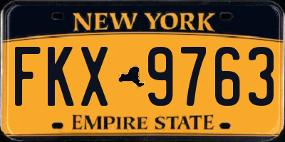 NY license plate FKX9763