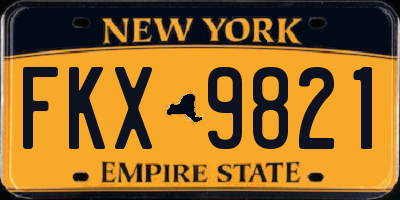 NY license plate FKX9821