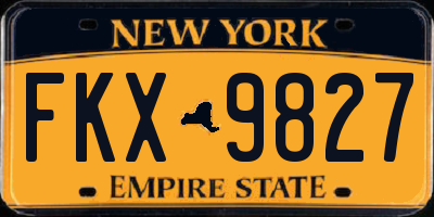 NY license plate FKX9827
