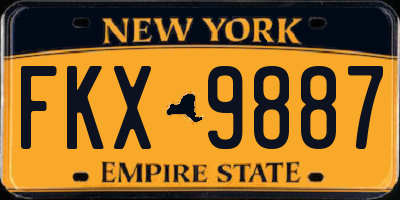 NY license plate FKX9887