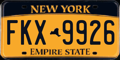 NY license plate FKX9926