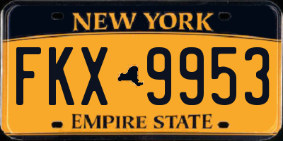 NY license plate FKX9953