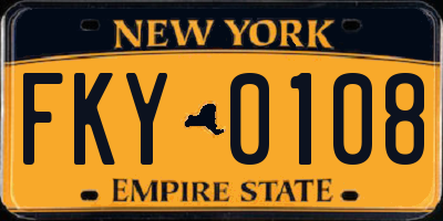 NY license plate FKY0108