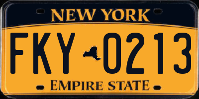 NY license plate FKY0213