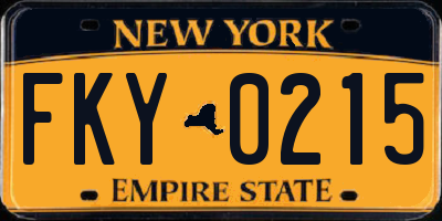 NY license plate FKY0215